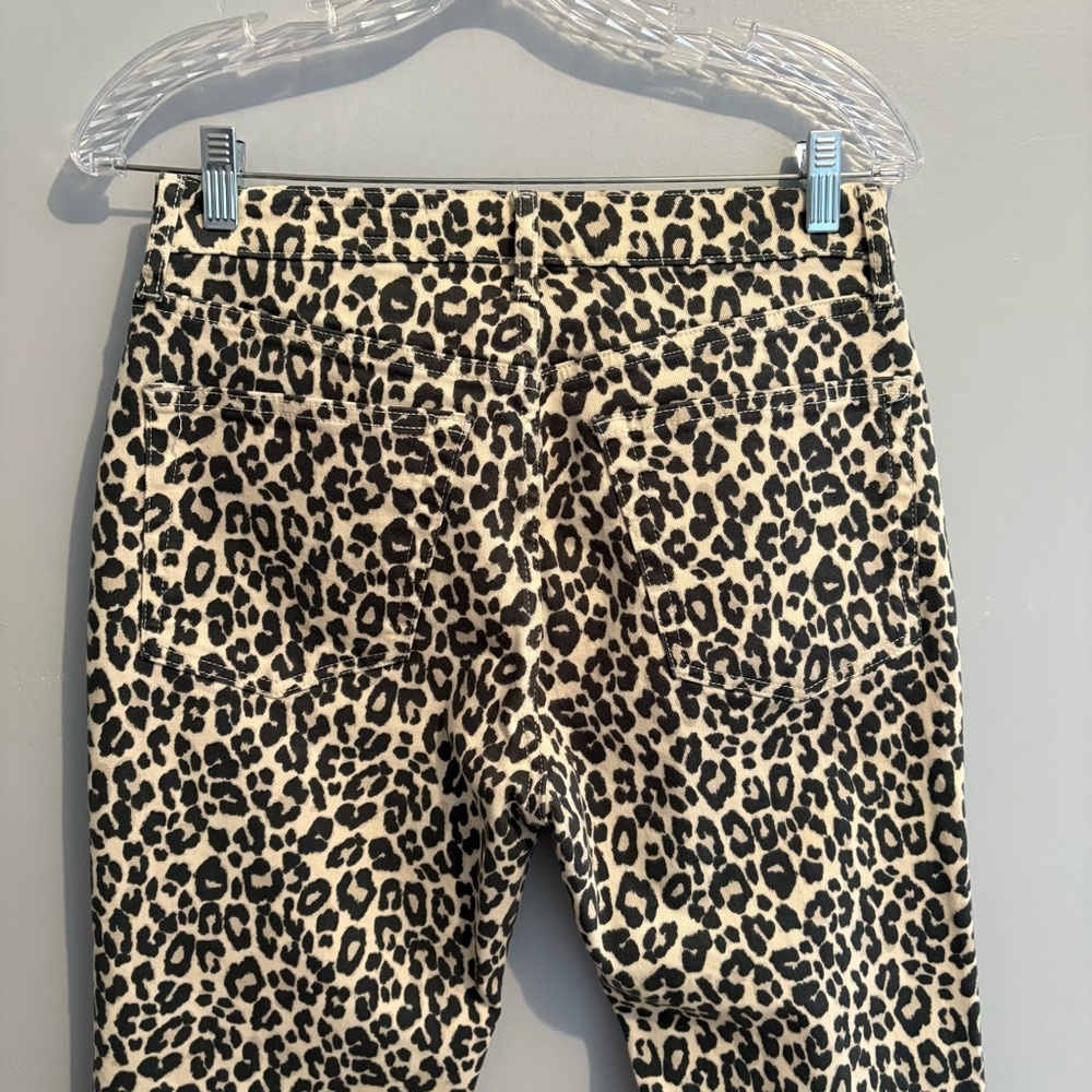 Zara Women's Size 6 Leopard Print Bootcut High Rise Jeans Animal Print Cropped - Picture 6 of 16